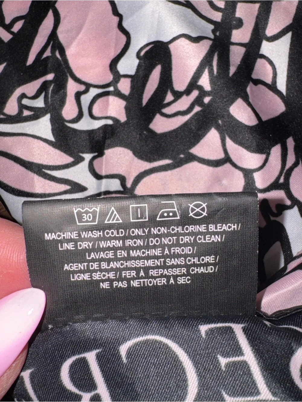 Victoria's Secret Pink and Black Floral Logo Bombshell Silk Scarf